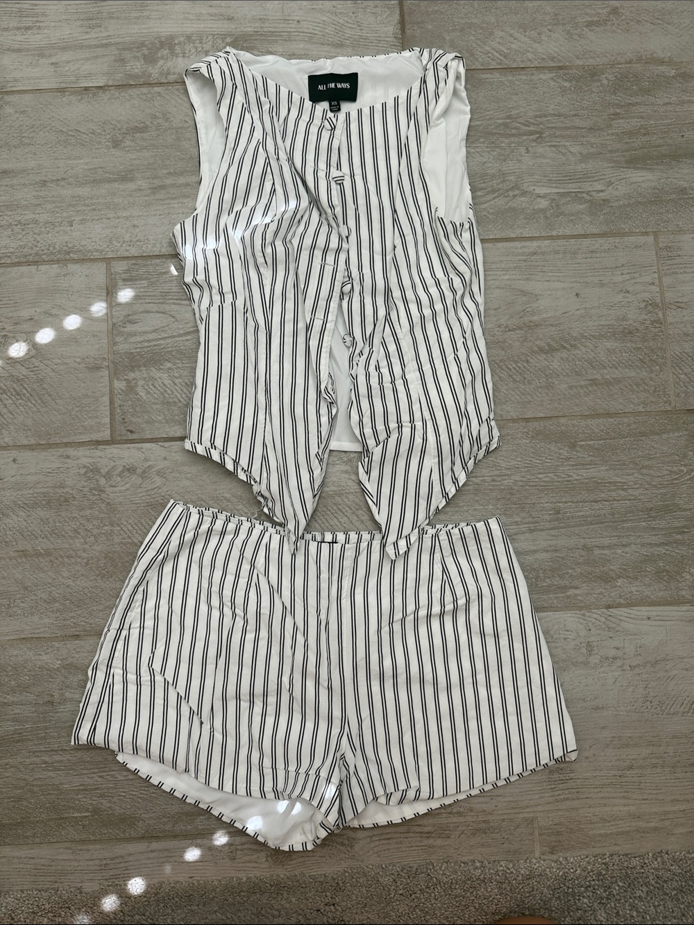 Revolve Striped Two-Piece Set in White & Black